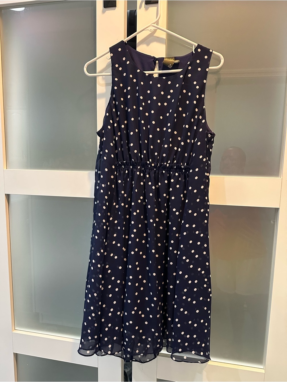 Taylor Navy Polka Dot Sleeveless Sundress